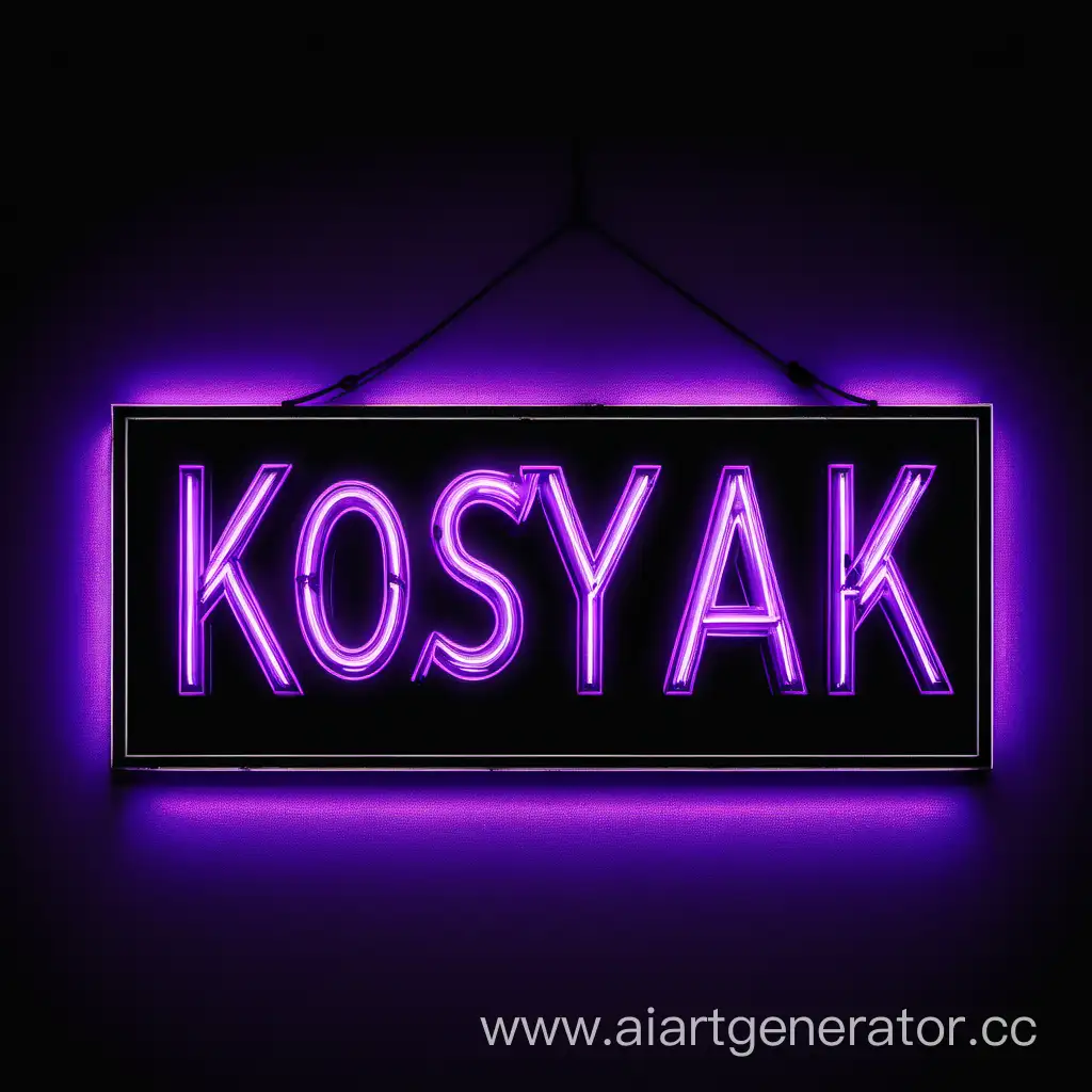 чёрный фон, неоновая надпись "Kosyak prod." в фиолетовых тонах, подсветка сбоку