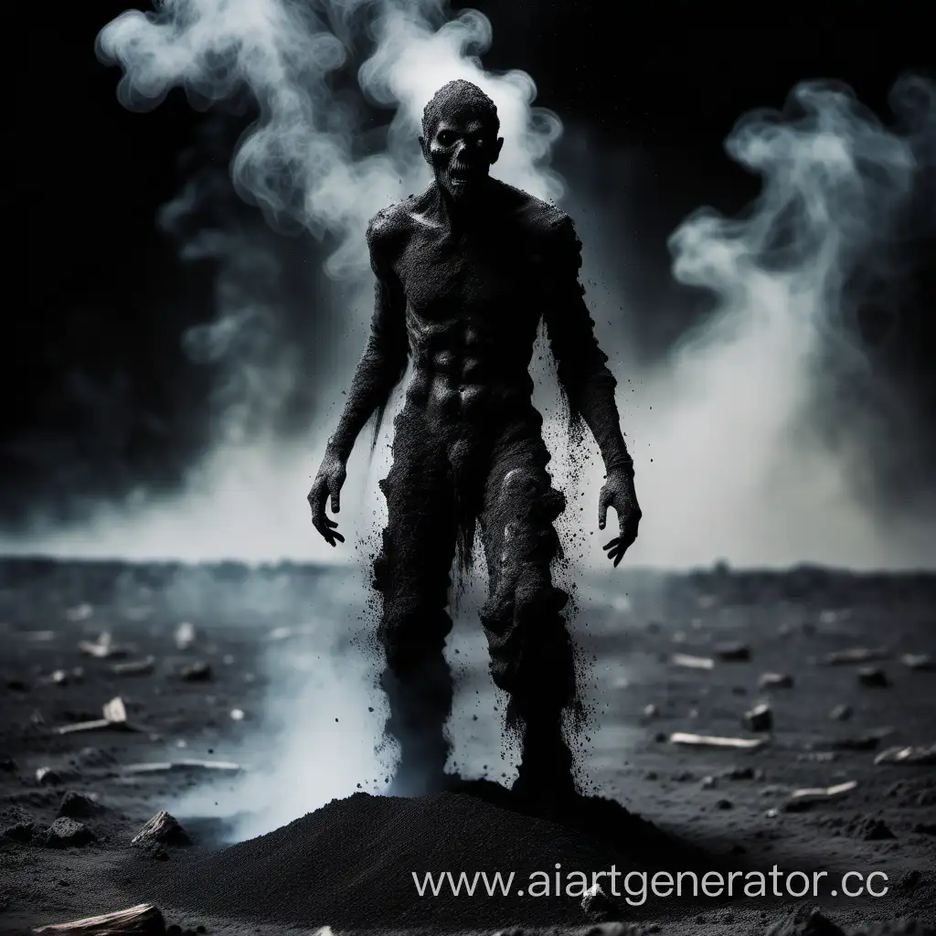 Mysterious-Black-DustCovered-Humanoid-Monster