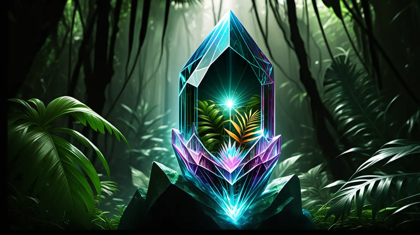 Vibrant Crystal Energy amidst Lush Jungle Canopy