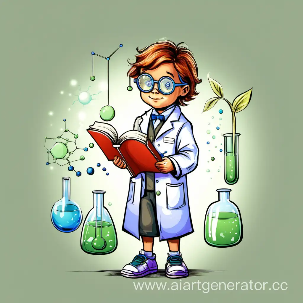 маленький ученый с книгой в руке