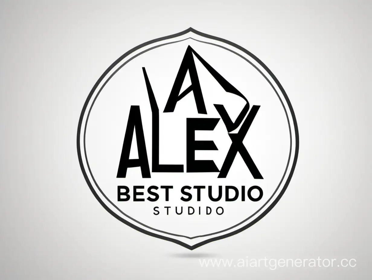 To draw the logo of the company "Alex Best Studio"  on a white background,