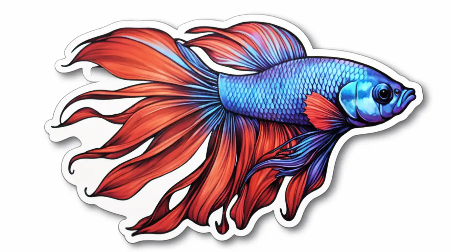 Colorful Betta Fish Sticker for Aquatic Enthusiasts