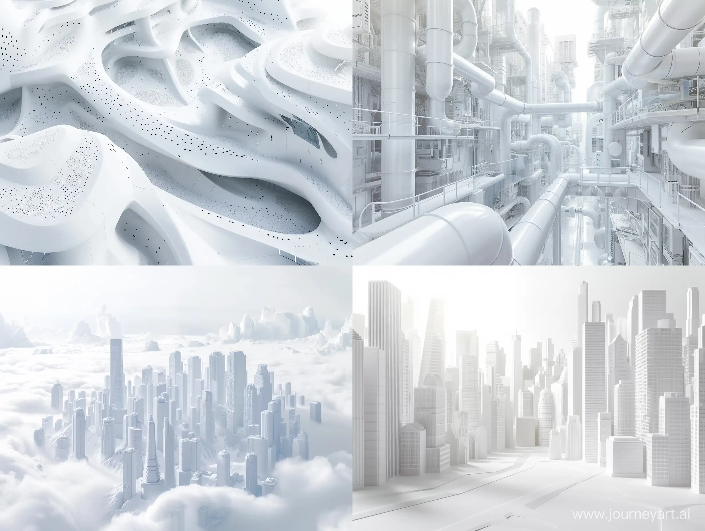hyperrealistic white innovation city of techologies