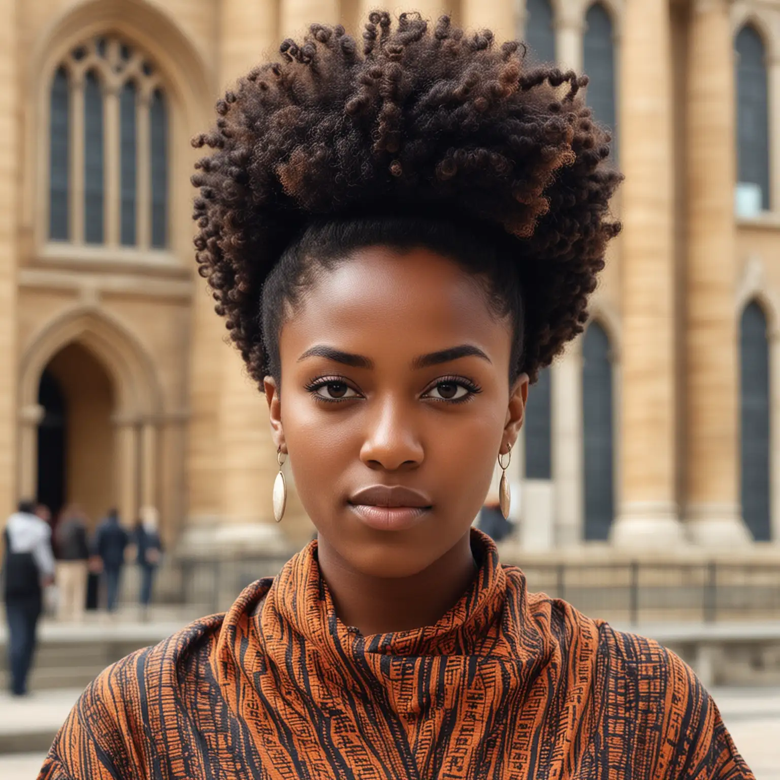 Portrait of 25YearOld Black Woman with African Hairstyle at University