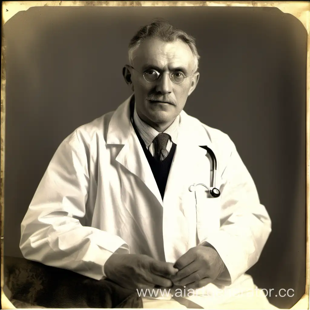 Vintage-Portrait-of-a-MiddleAged-Doctor-in-Traditional-Attire