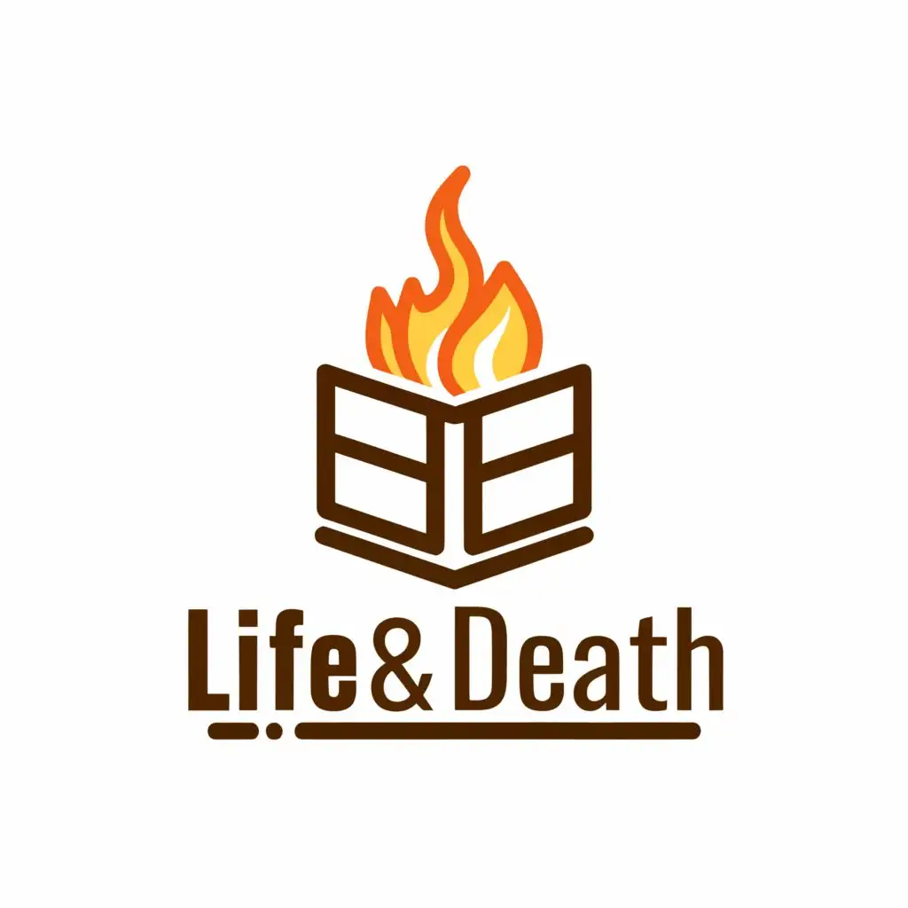 a logo design,with the text "Life&Death", main symbol:books burning in fire,Moderate,clear background