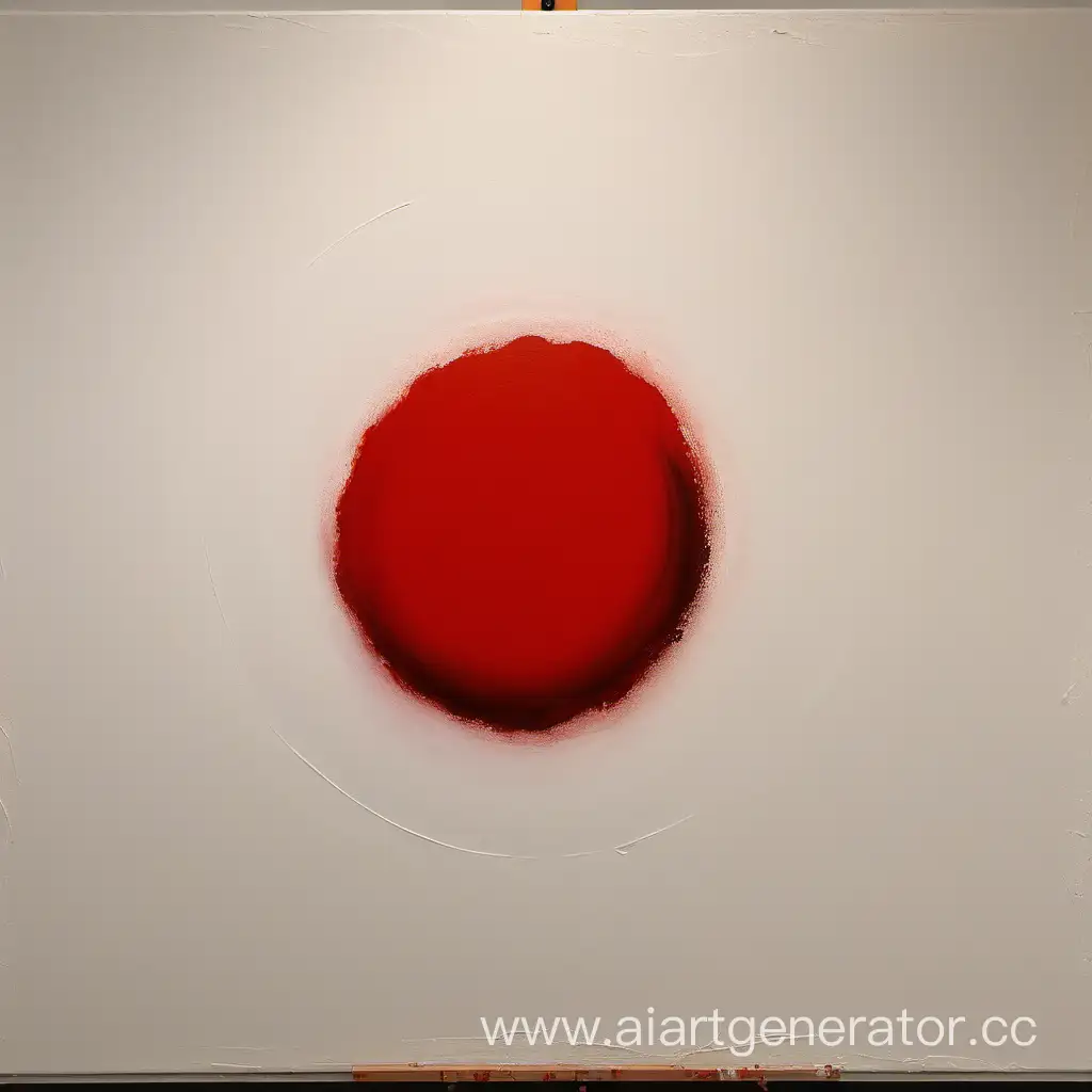 a painting with a red spot