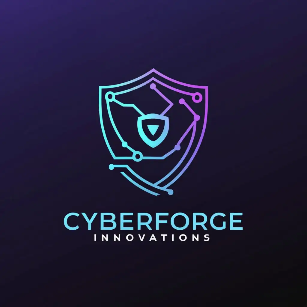 a logo design,with the text "CyberForge Innovations Empowering Innovation, Securing Tomorrow", main symbol:CyberForge Innovations is a sleek and modern representation of its mission and values. It features a stylized combination of elements symbolizing cybersecurity, technology, and innovation.

Forge Symbol: 

Shield: 

Circuitry Patterns: 
Gradient Colors: 
Typography:,Moderate,be used in Technology industry,clear background