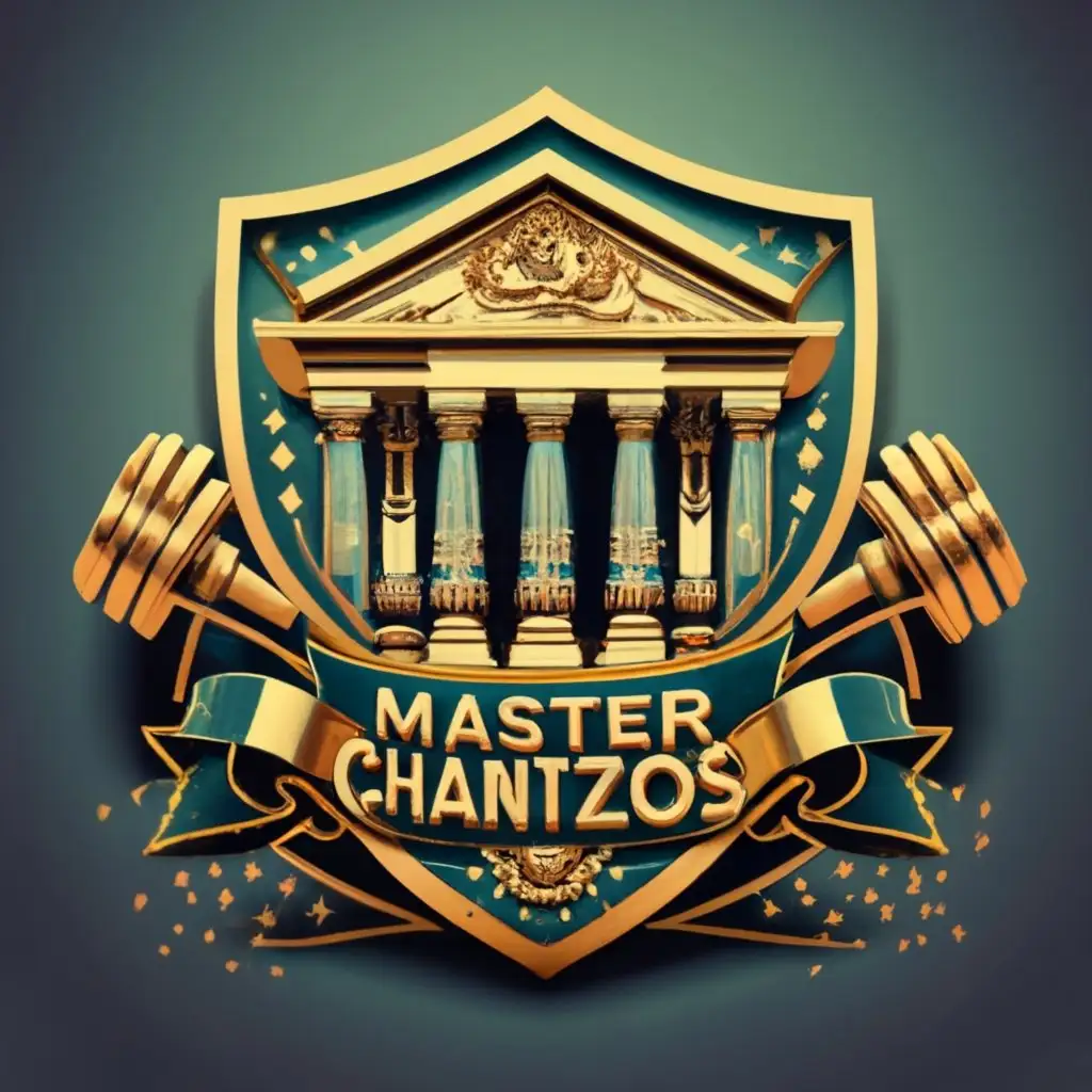 logo, lawyer everything in gold and inside a shield with a marble background, with the text "MASTER CHANTZOS", typography, be used in Legal industry
CHANTZOS APOLLON