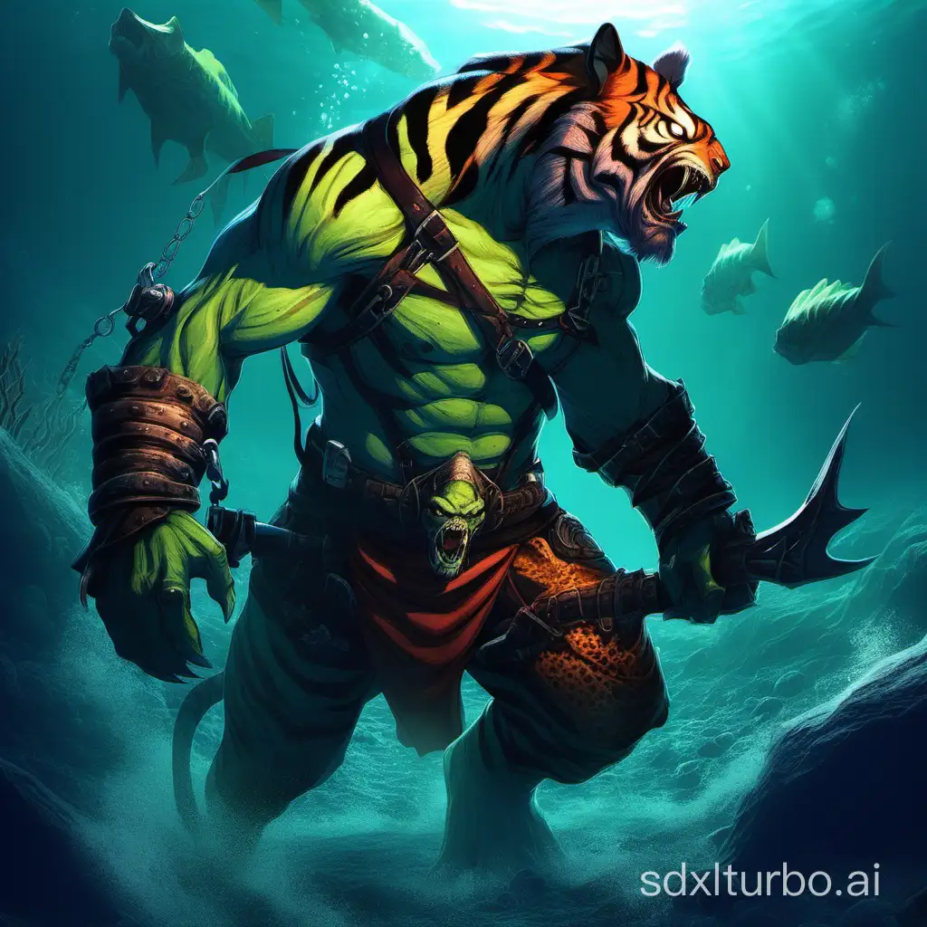 Deep sea, male tiger orc,