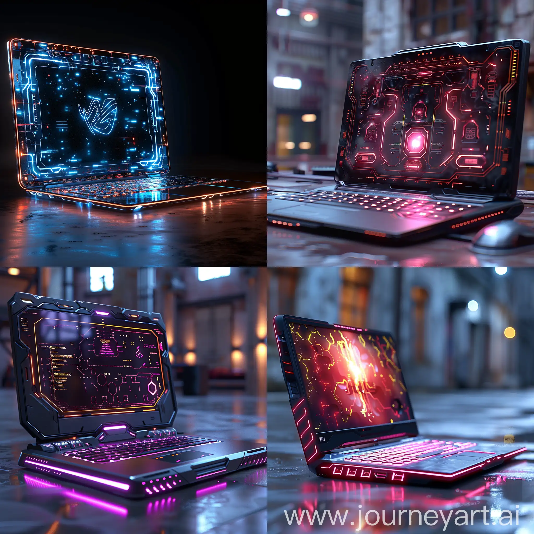 Futuristic laptop, futuristic style, high tech, octane render --stylize 1000