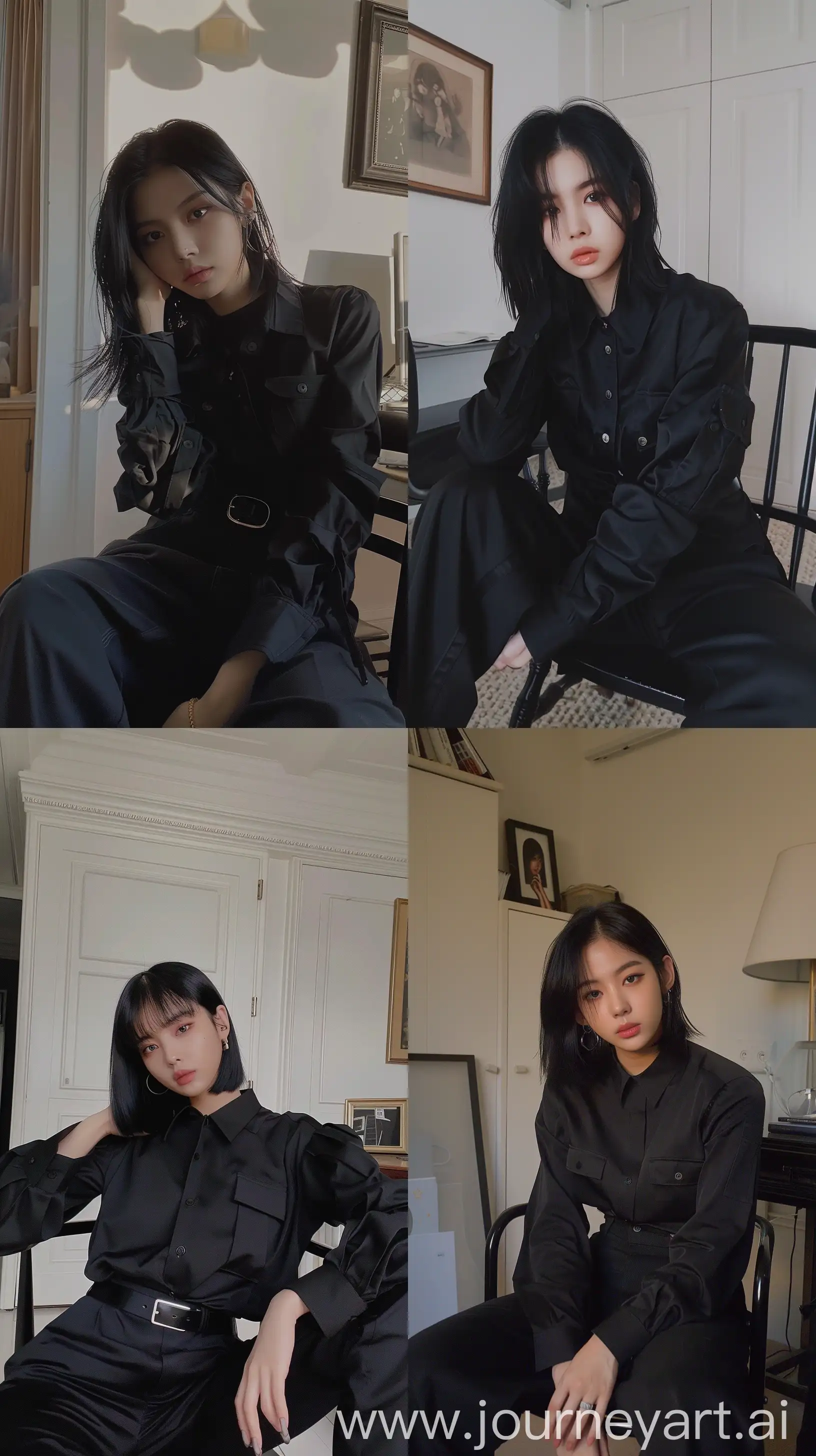 Blackpinks-Jennie-Captures-Aesthetic-Selfie-with-Edgy-Wolfcut-and-Chic-Monochrome-Style