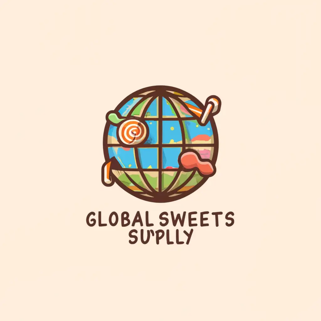 a logo design,with the text "Global Sweets Supply", main symbol:A globe in the shape as a sweet candy,Moderate,clear background