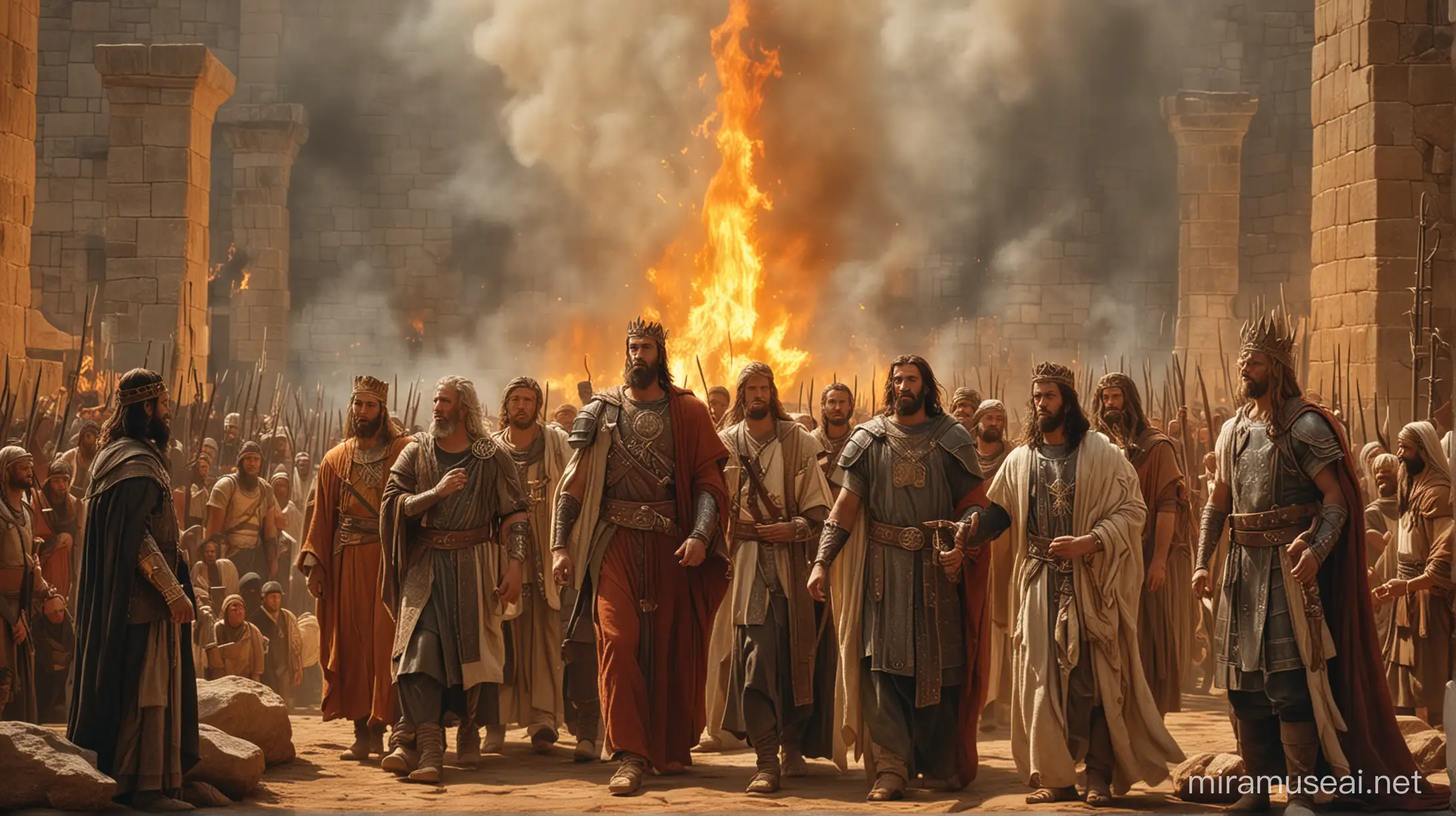 Three Men in Fiery Furnace Shadrach Meshach and Abednego Facing Trial by Fire