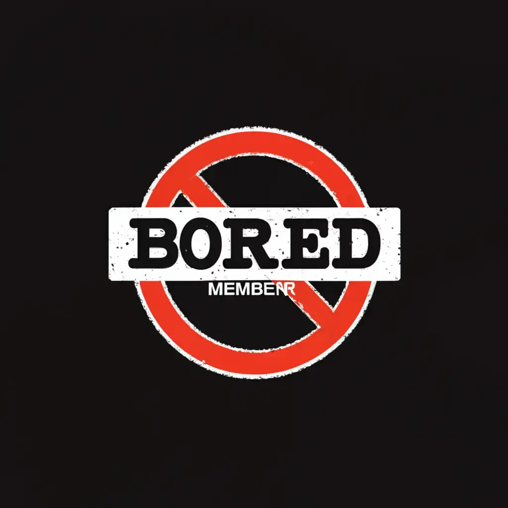 a logo design,with the text ""GWNN"
"Bored Member"
"community fundraiser"", main symbol:red prohibited sign, black background,Minimalistic,be used in Entertainment industry,clear background