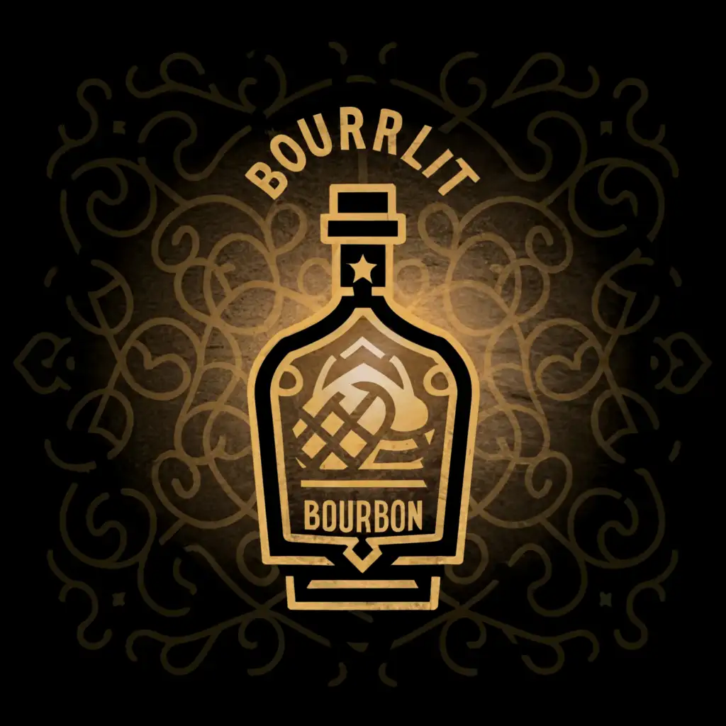 LOGO-Design-For-BourbonLIT-Elegant-Bottle-Lamp-Theme-on-Clear-Background