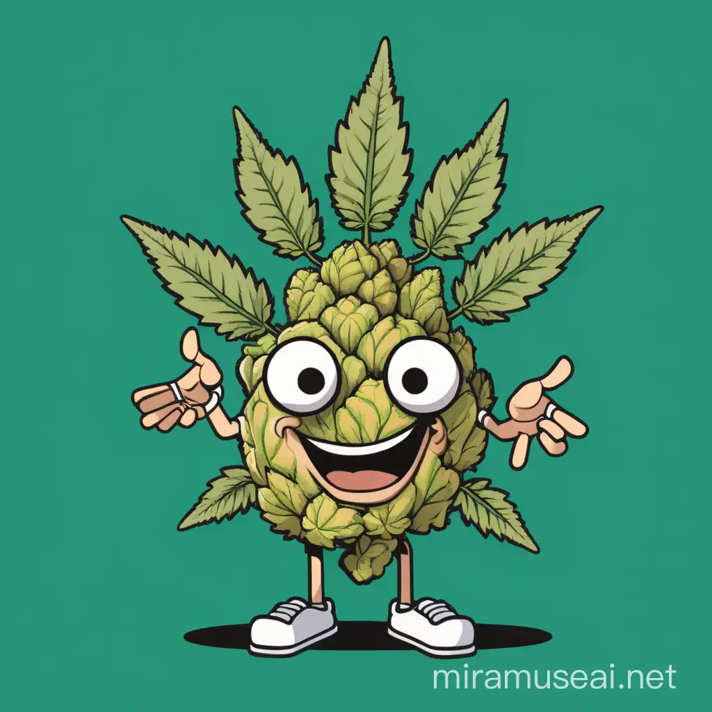 Cartoon Weed Nug Surrounded by Anthropomorphic Joints