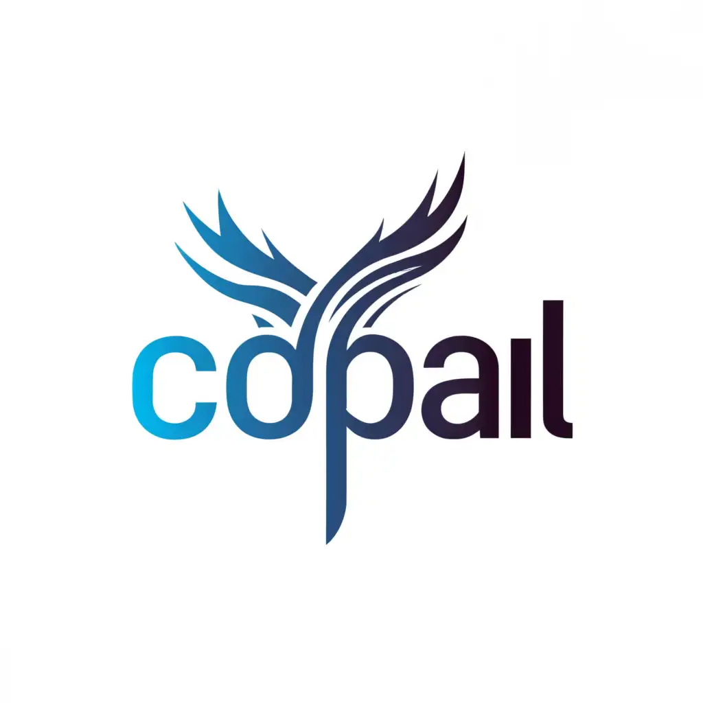 a logo design,with the text "COPAL", main symbol:blue deer feather smoke,Minimalistic,be used in Religious industry,clear background