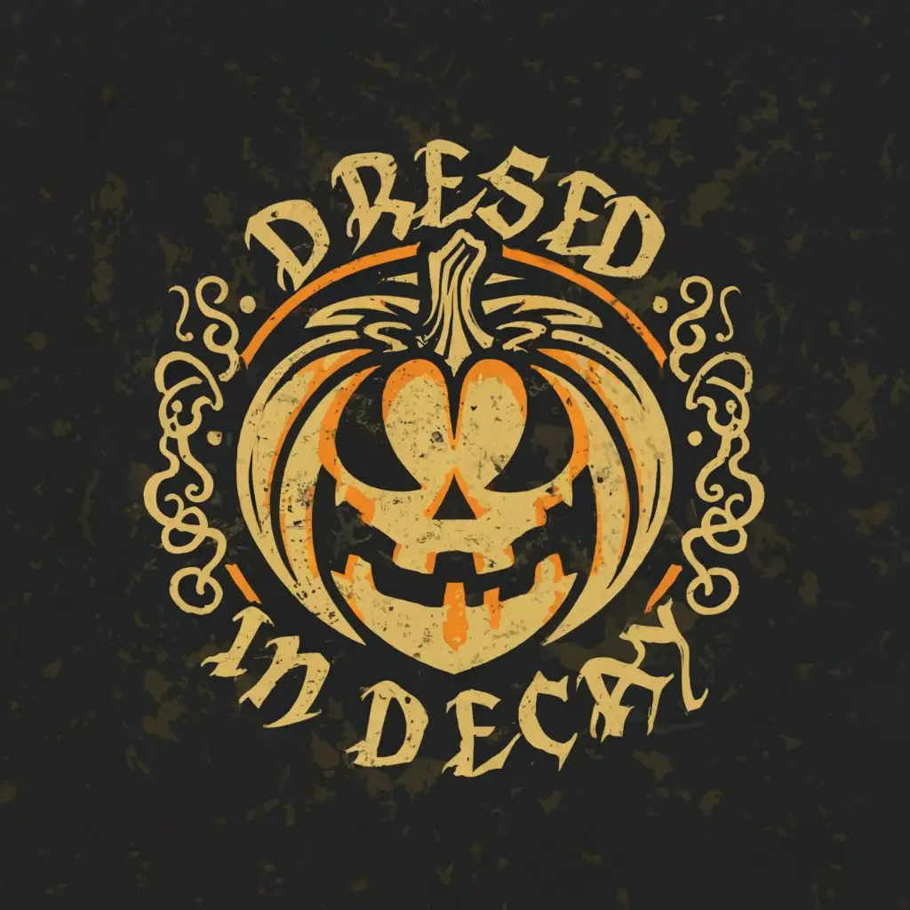 a logo design,with the text "Dressed In Decay", main symbol:Halloween pumpkin & sacred geometry,Moderate,clear background