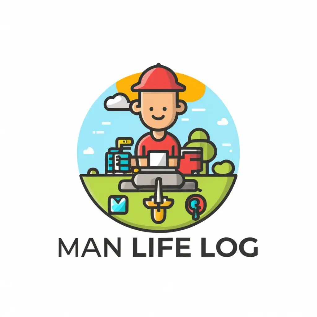 LOGO-Design-For-Man-Life-Log-Multifaceted-Man-Embracing-Daily-Tasks-Nature-and-Technology