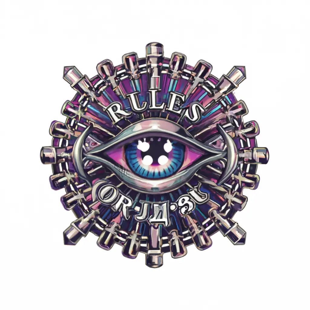 LOGO-Design-For-Rules-OrjusRu-Purple-Eyes-and-Chains-Symbolizing-Depth-and-Clarity