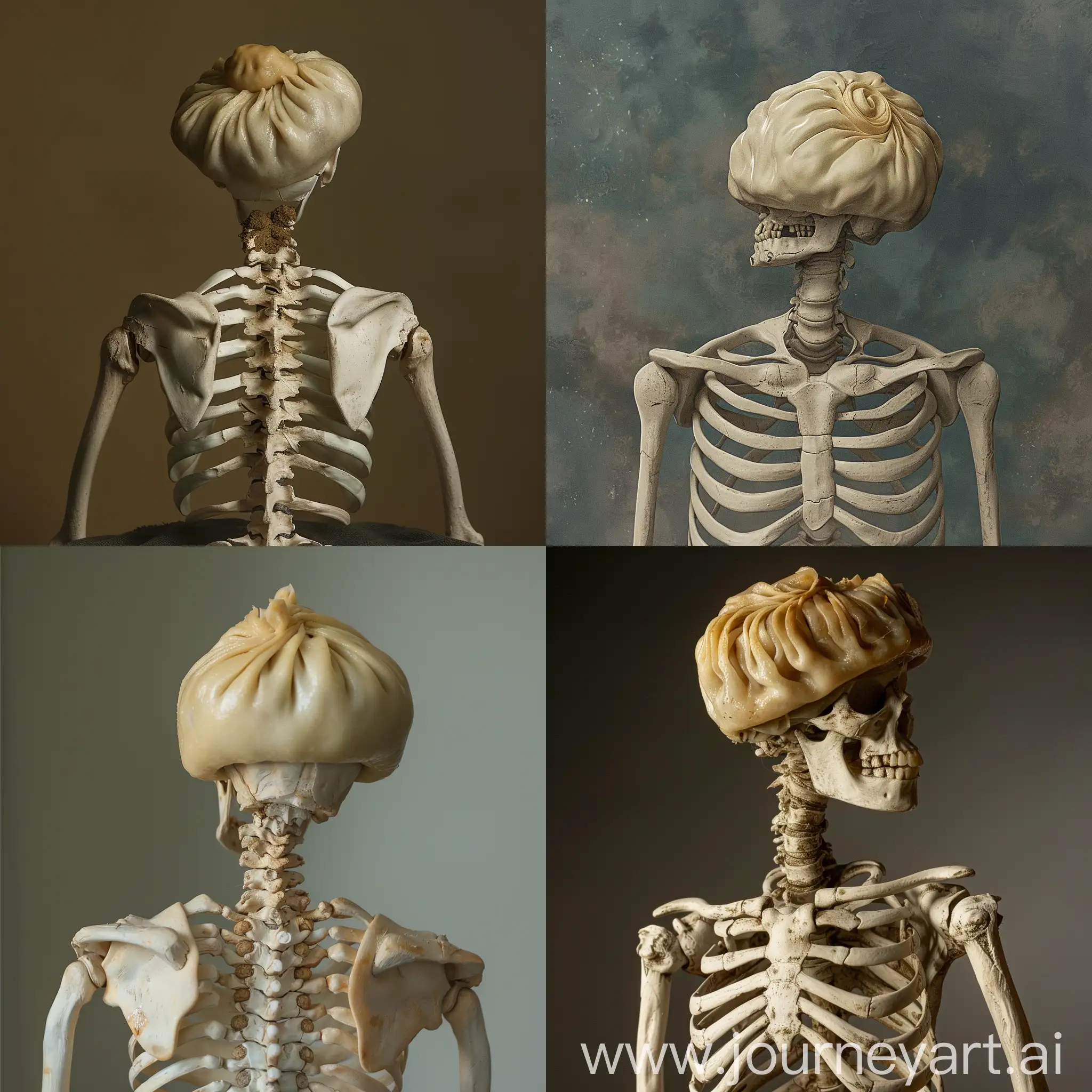 a skeleton, but instead of a head he has a dumpling