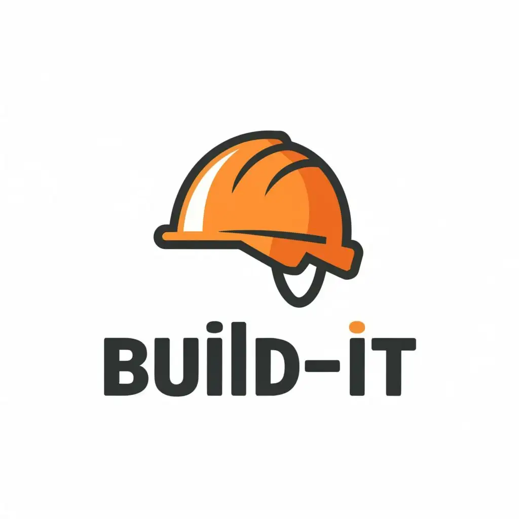 logo, safety helmet, with the text "BUILD-IT", typography, be used in Construction industry