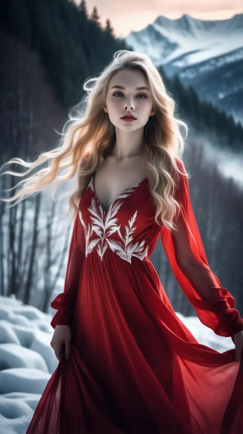 Ethereal Snow Queen in Ice Dress Enchanting Winter Fashion