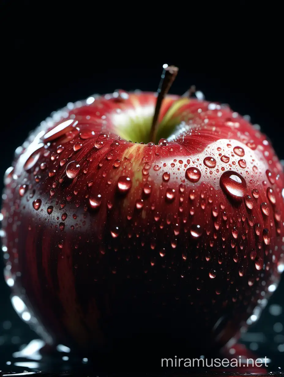 Juicy Red Apples with Glistening Water Droplets in UltraRealistic 4K