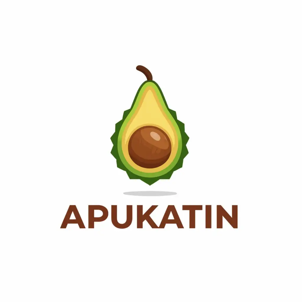 a logo design,with the text "apukatin", main symbol:avocado, durian,Moderate,clear background