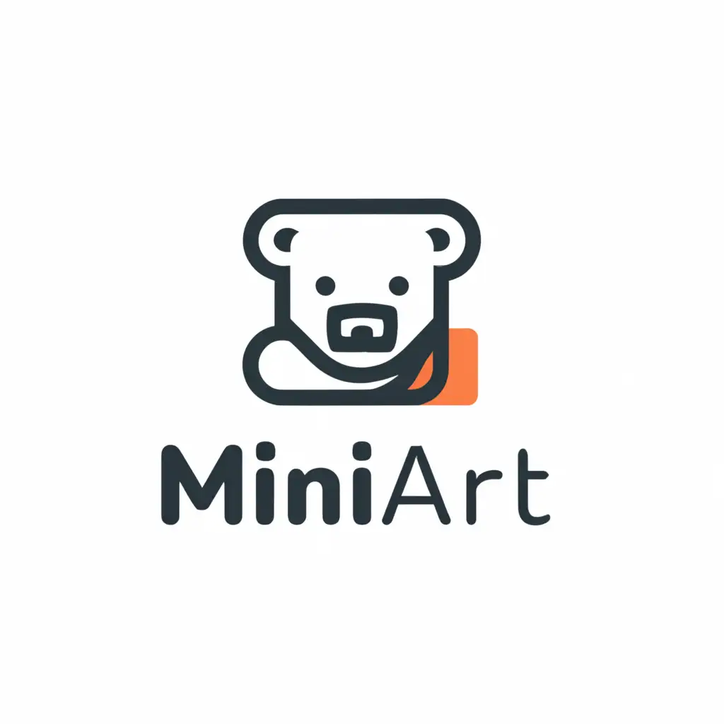 a logo design,with the text "mini ART", main symbol:Square, bear,Minimalistic,be used in Education industry,clear background