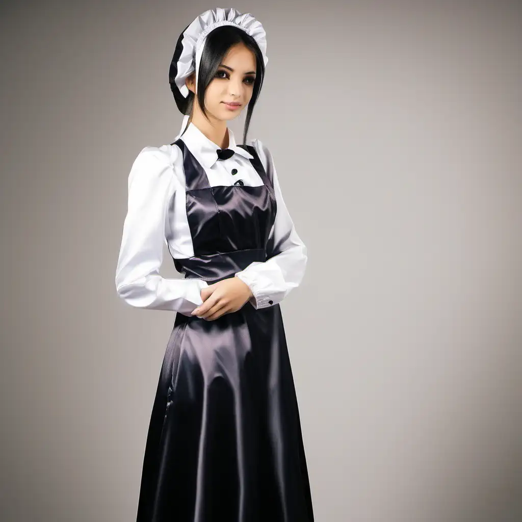 Elegant Satin Maid Uniform for Girls Stylish Costume Photography