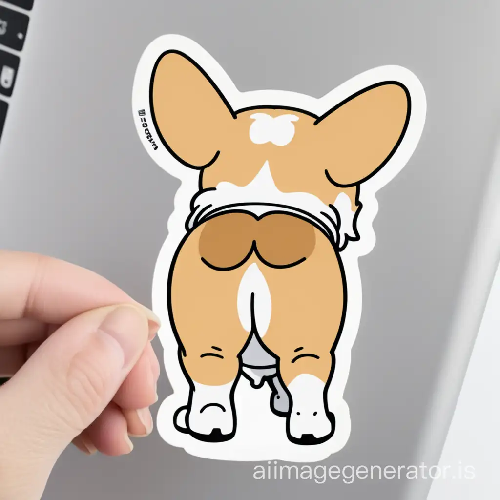 Corgi butt, cartoon, sticker