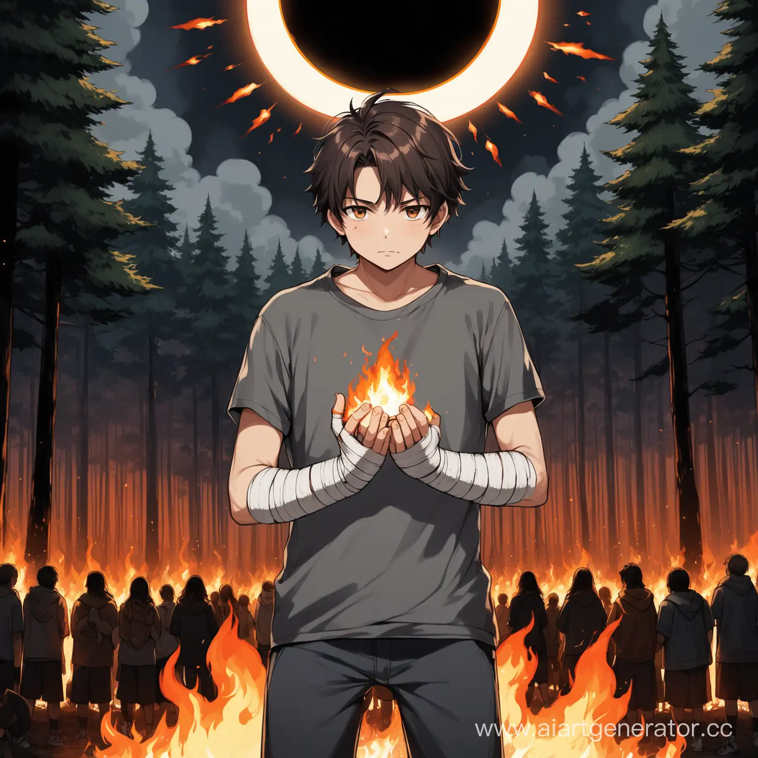 Young-Boy-in-Ritual-Fire-Circle-with-Fiery-Runes-and-Burning-Forest-Background