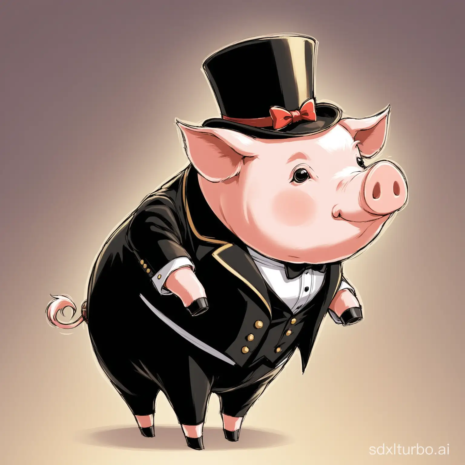 A pig in a tailcoat.