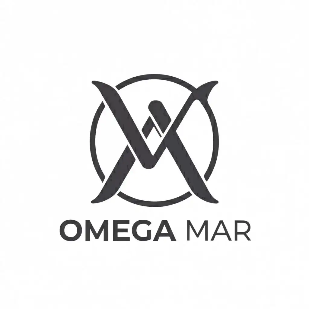 logo, the Greek letter omega, with the text "Omega Mar", typography