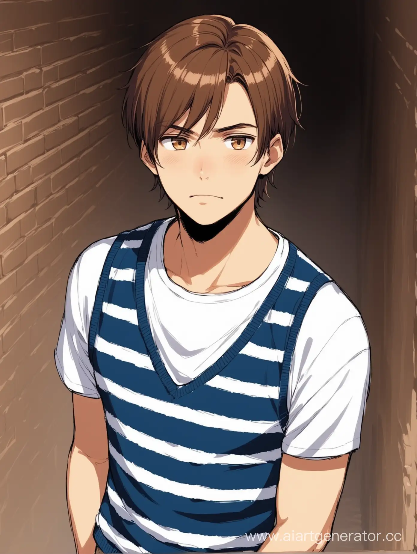 BrownHaired-Man-in-Blue-and-White-Striped-Vest-in-Hell