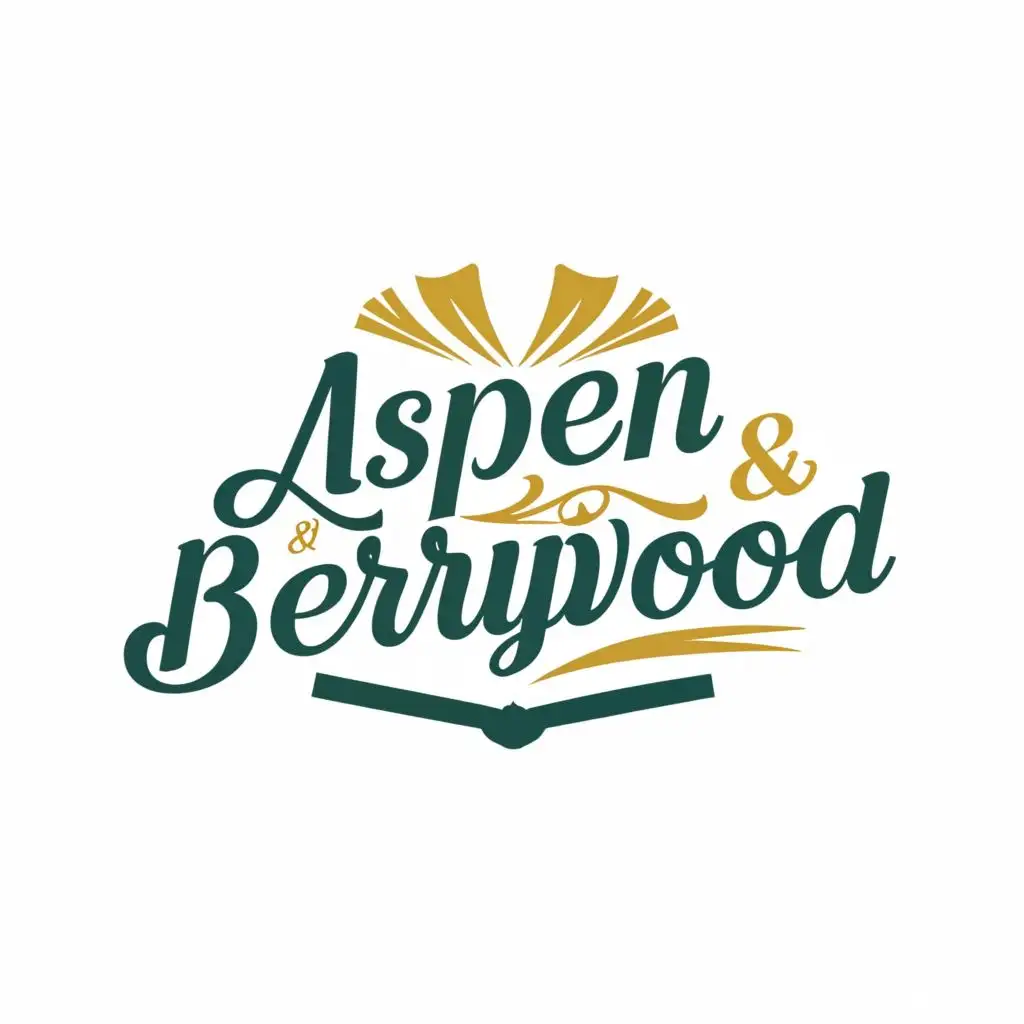 logo, independent book publisher, fantasy, action, mystery, thriller, white background, vivid colours, with the text "Aspen & Berrywood", typography