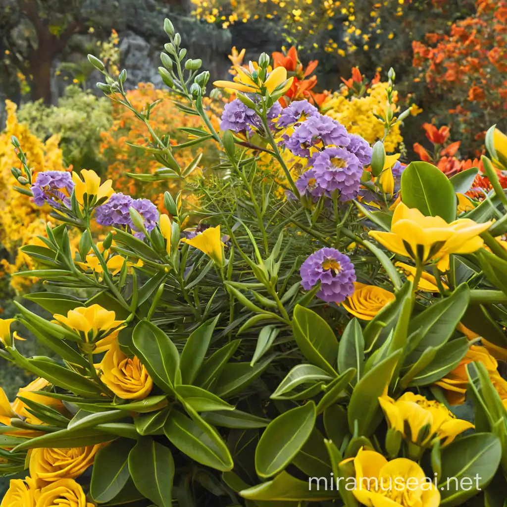 Colorful Bouquet of Fresh Flowers in a Sunlit Garden