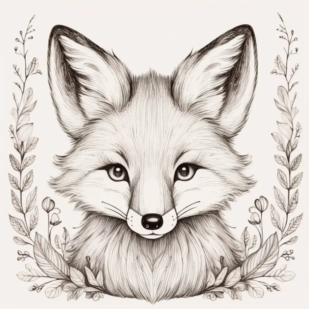 cute fox head drawing whimsical and soft in style kind of like winnie the pooh books