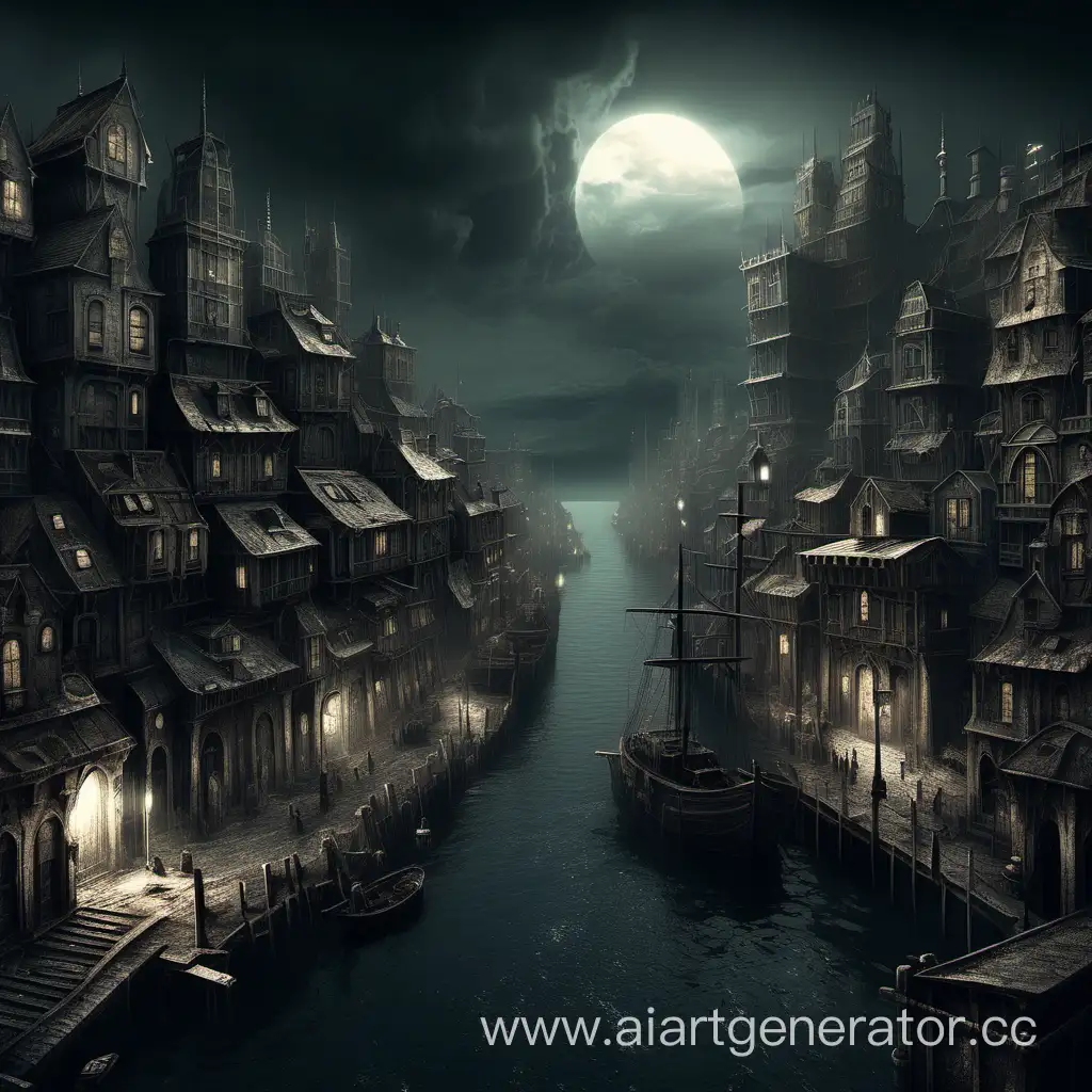 Mystical-Dark-Fantasy-Port-Cityscape-with-Intricate-Architecture