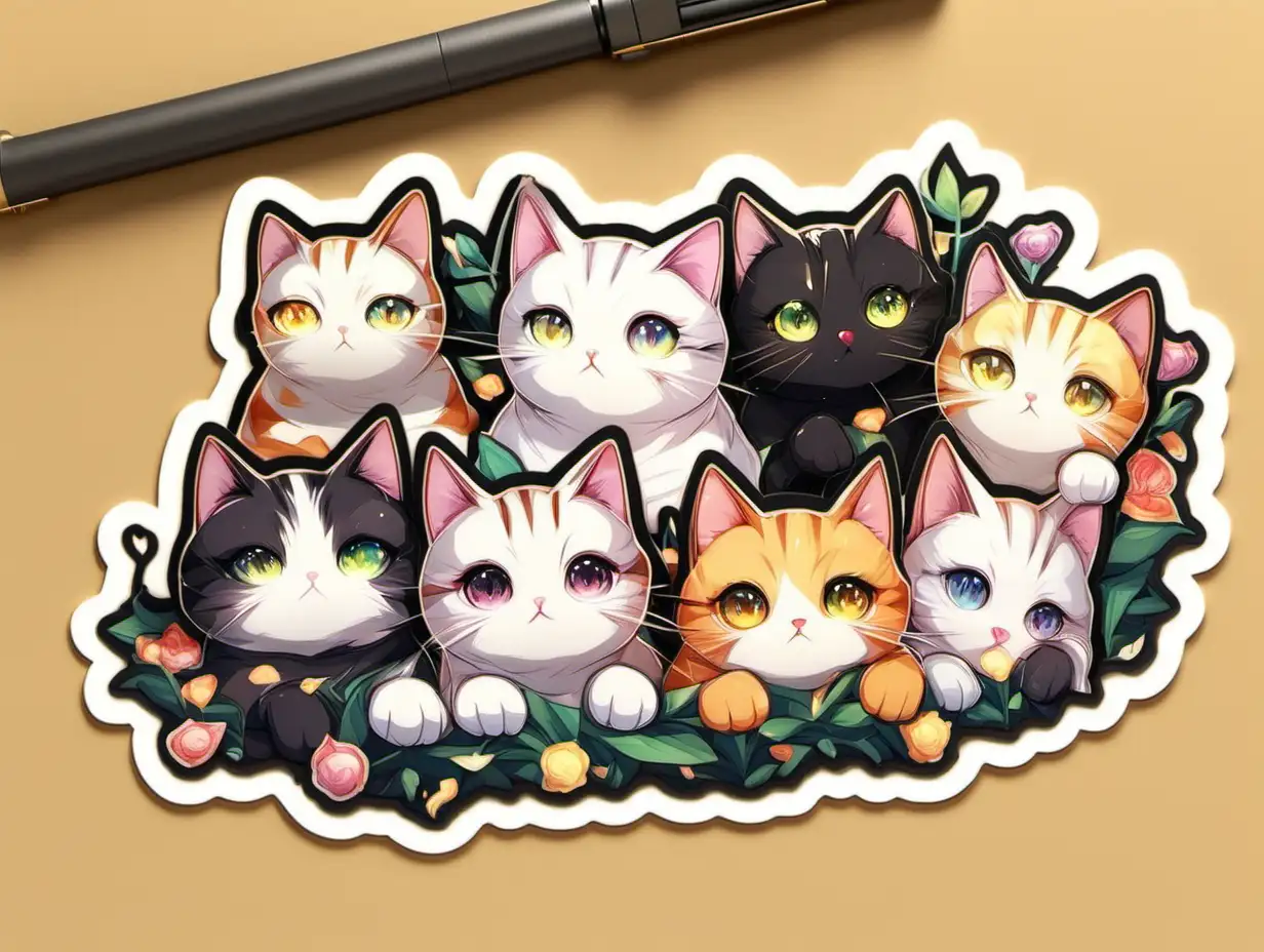 Adorable 3D Cat Sticker Collection for Laptops and Notebooks