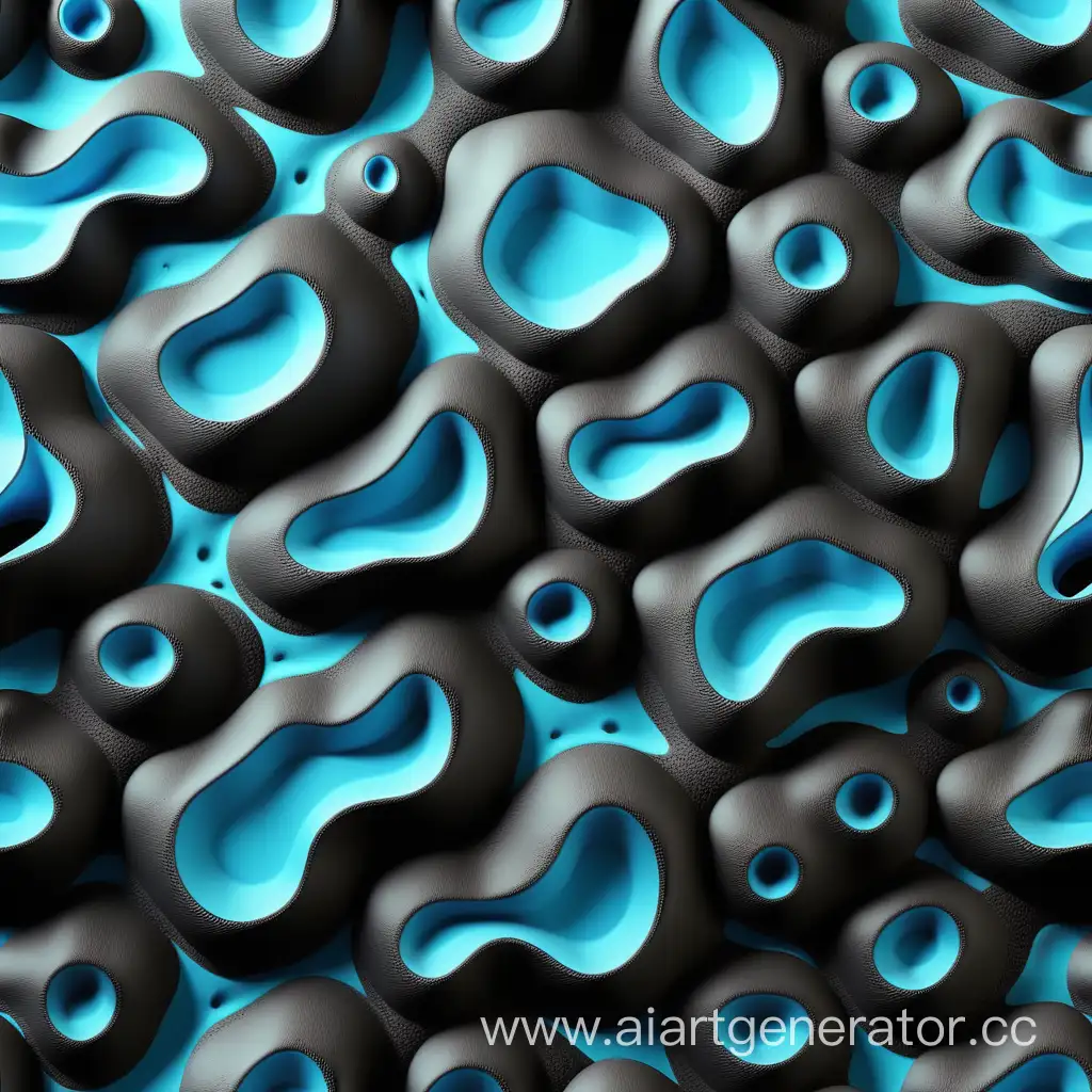 simple photo of a 3D bright sea blue black texture, made of bright sea blue black lava.