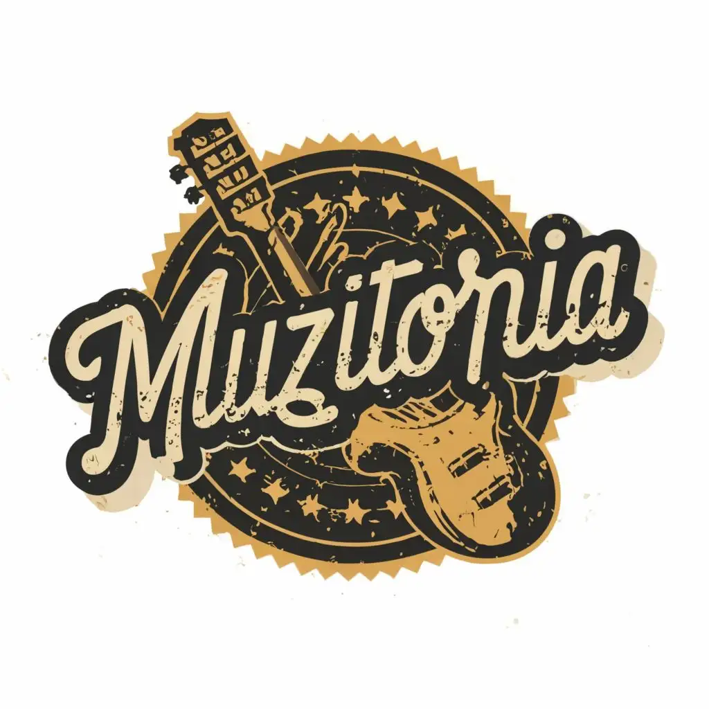 logo, music / instrumental / guitar / music store, with the text "Muzitoria", typography