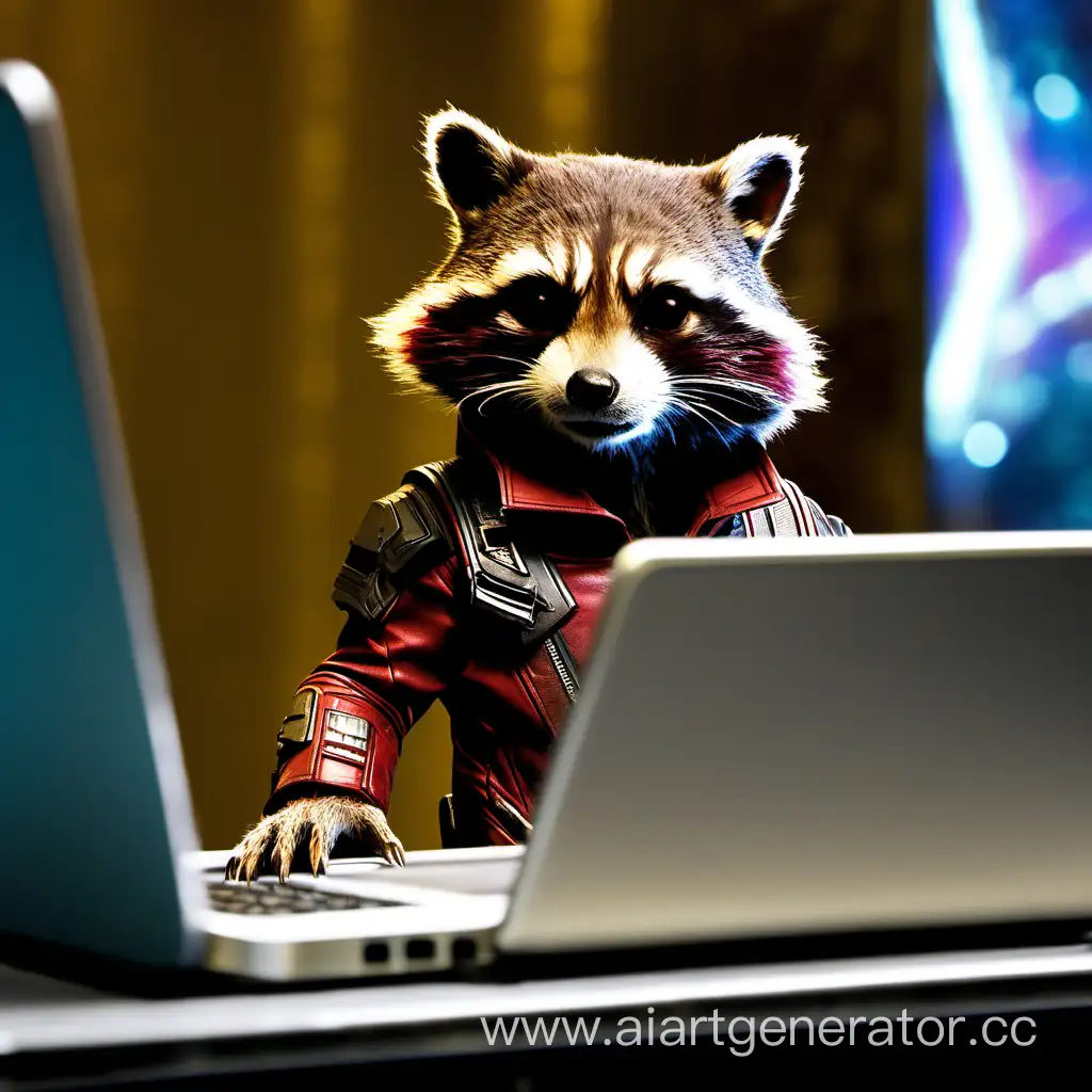 Guardians-of-the-Galaxy-Rocket-Working-on-Laptop