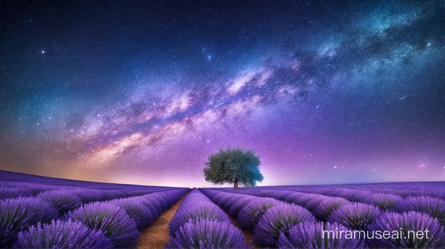 Enchanted Lavender Night Sky with Mystical Aura