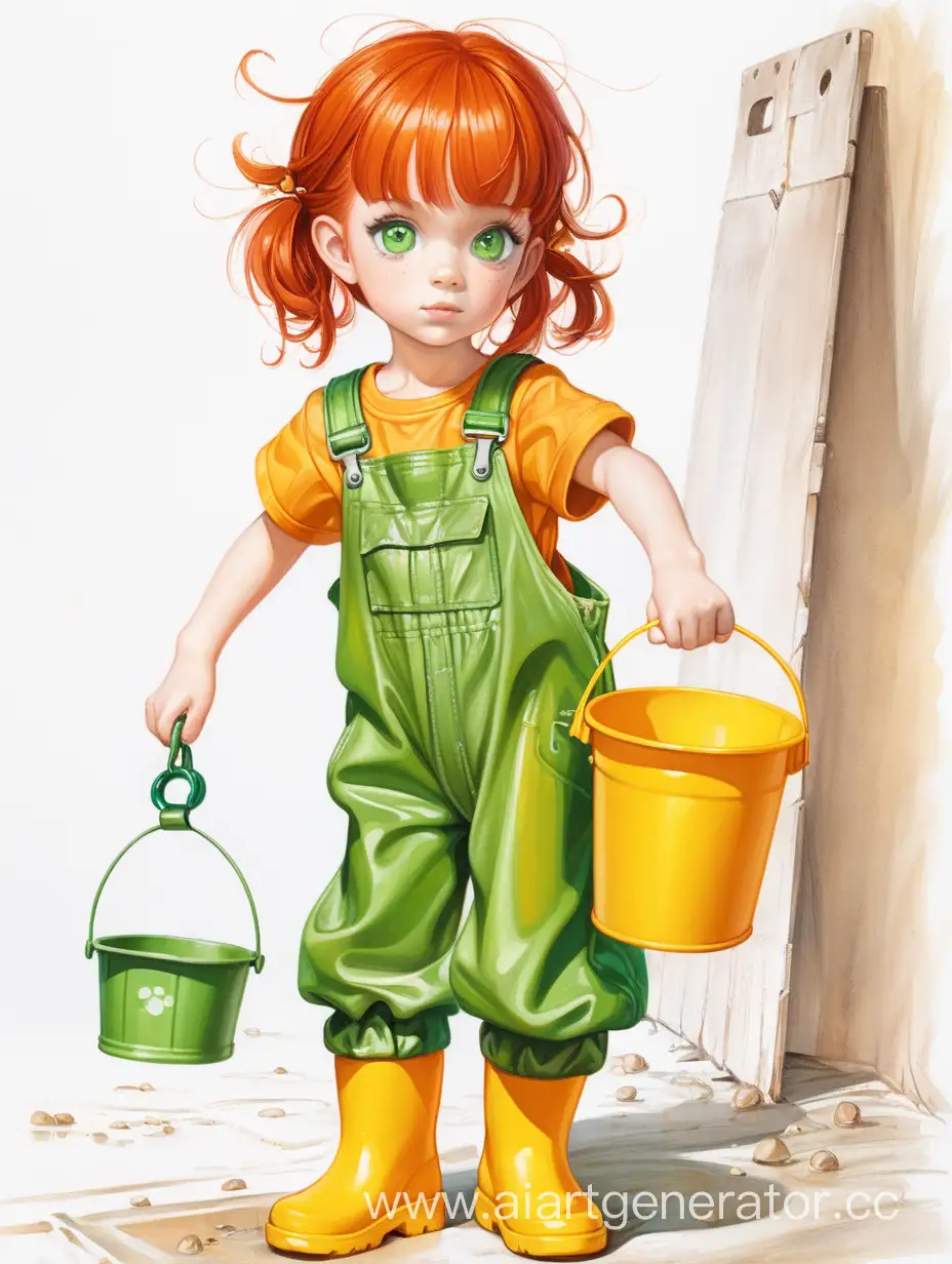 Adorable-RedHaired-Girl-in-Orange-Jumpsuit-with-Yellow-Bucket