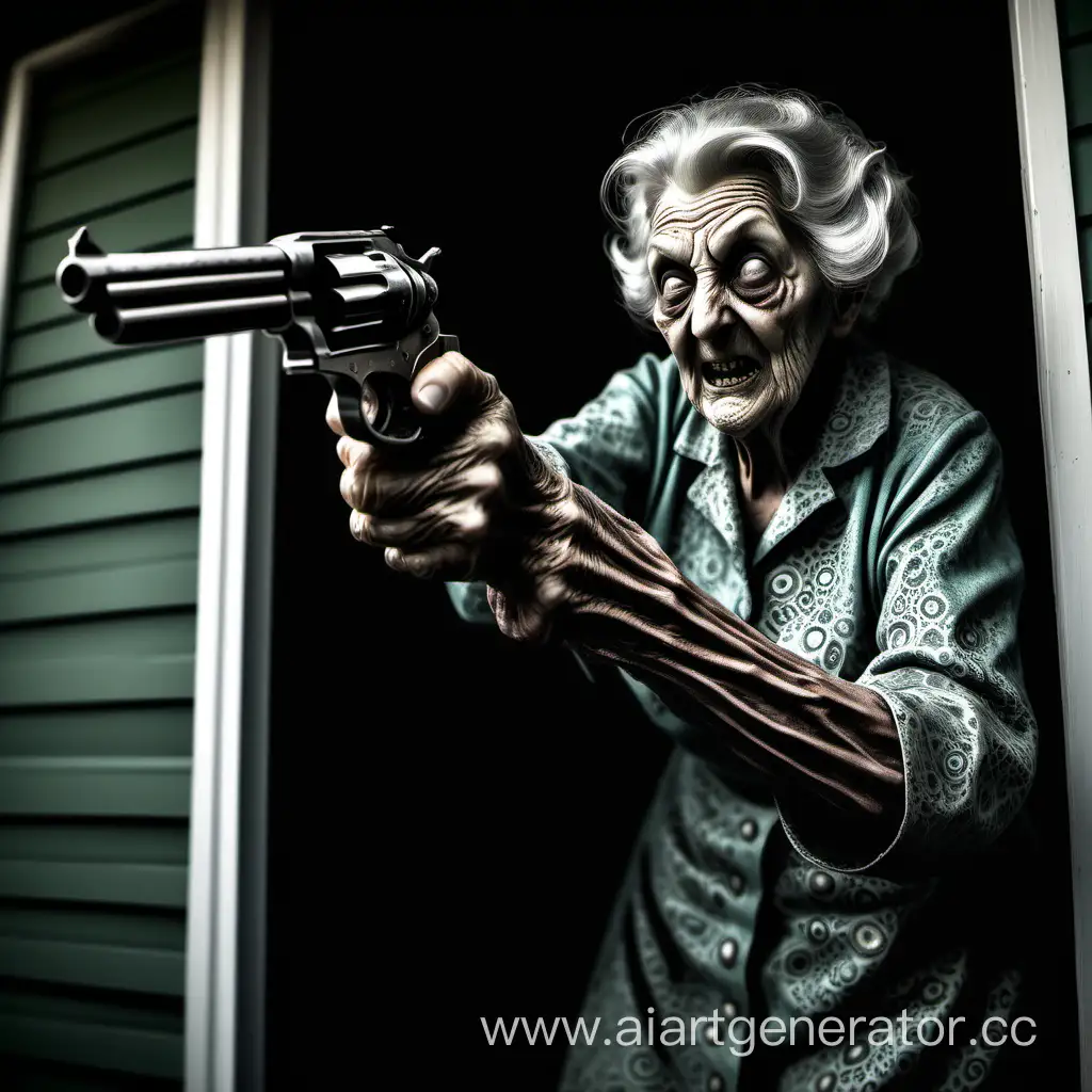 Лавкрафтовские ужасы.  Бабка с  револьвером "Наган" прогоняет воров из дома.