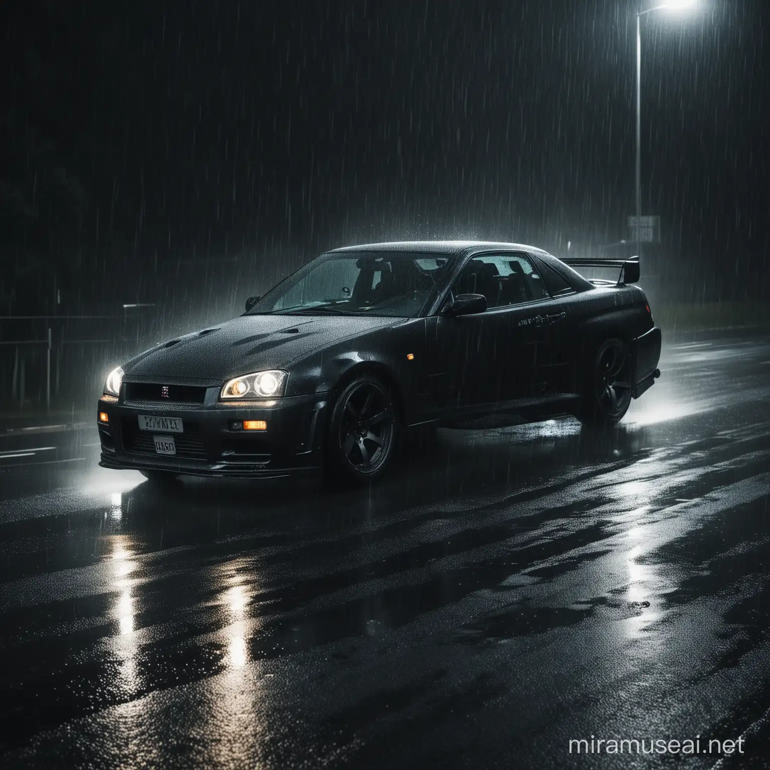 Nissan GTR34 Drifting in Rainy Darkness