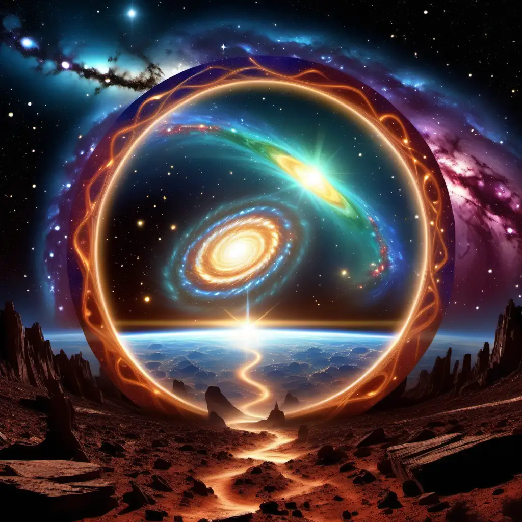 Exploring Cosmic Realms Interdimensional Journey through a Celestial Portal